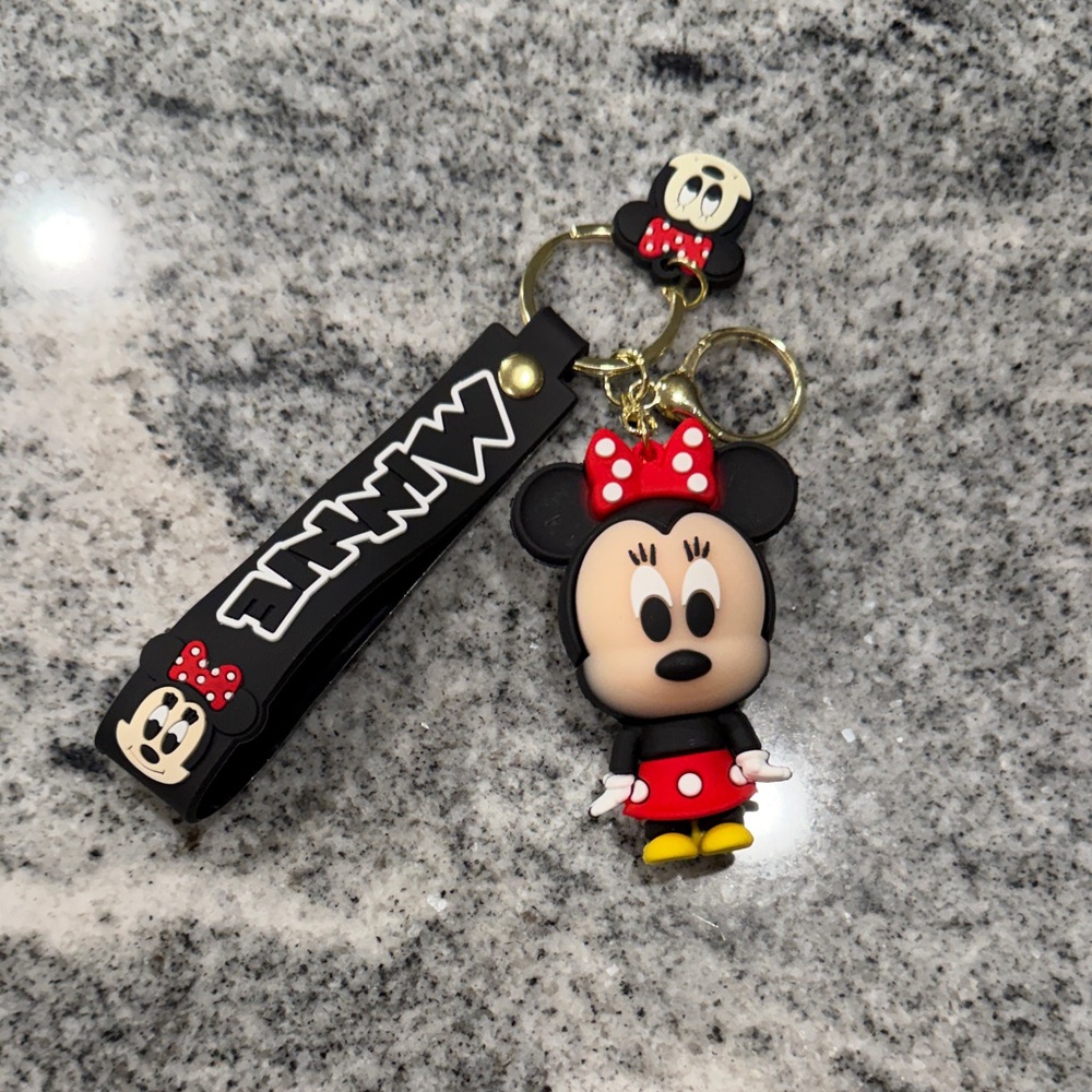 Disney Minnie Mouse Keychain with Red and Black